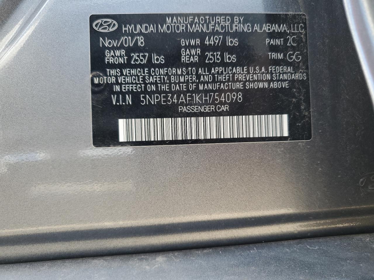 5NPE34AF1KH754098 2019 Hyundai Sonata Limited