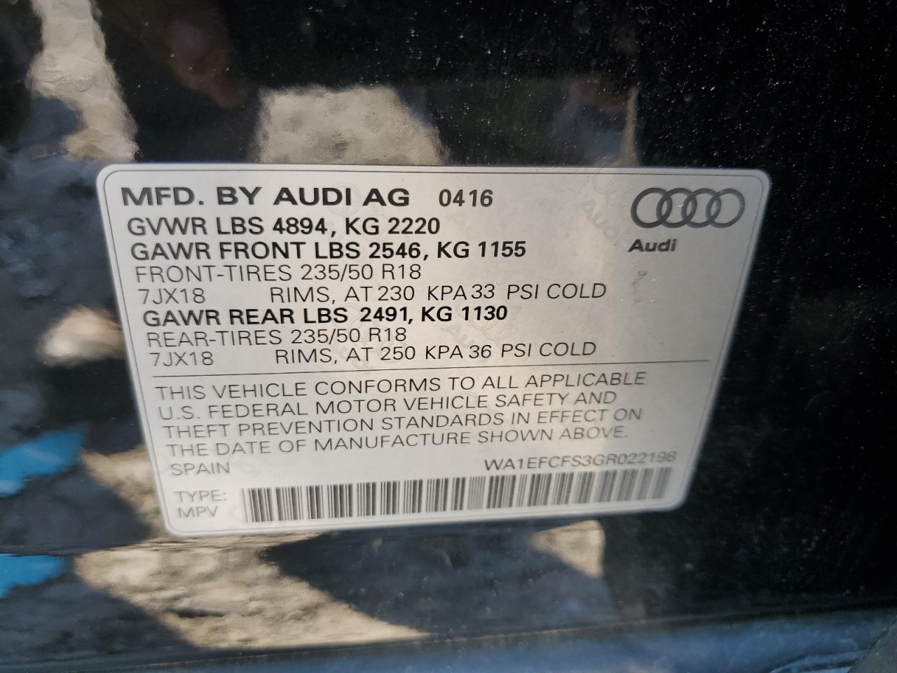 WA1EFCFS3GR022198 2016 Audi Q3 Premium Plus