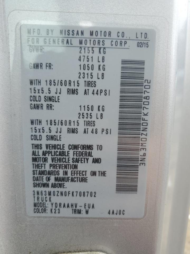 2015 Chevrolet City Express Lt VIN: 3N63M0ZN0FK708702 Lot: 64102654