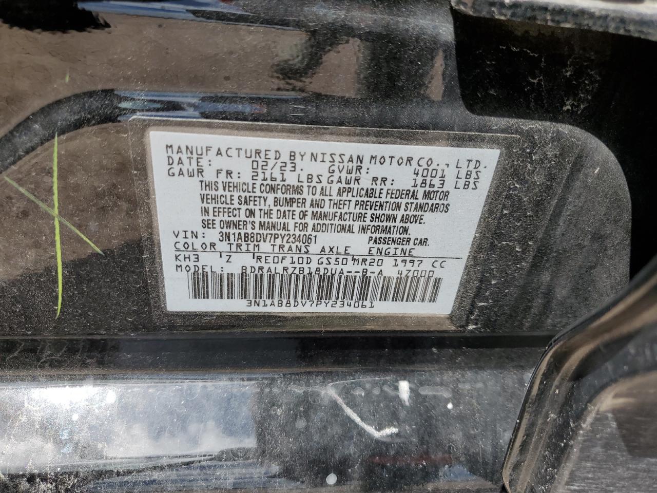 3N1AB8DV7PY234061 2023 Nissan Sentra Sr