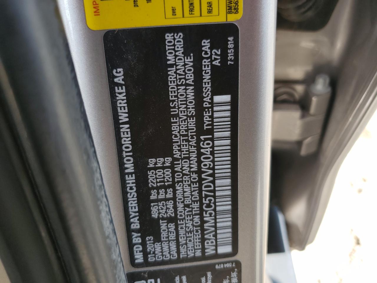 WBAVM5C57DVV90461 2013 BMW X1 xDrive35I