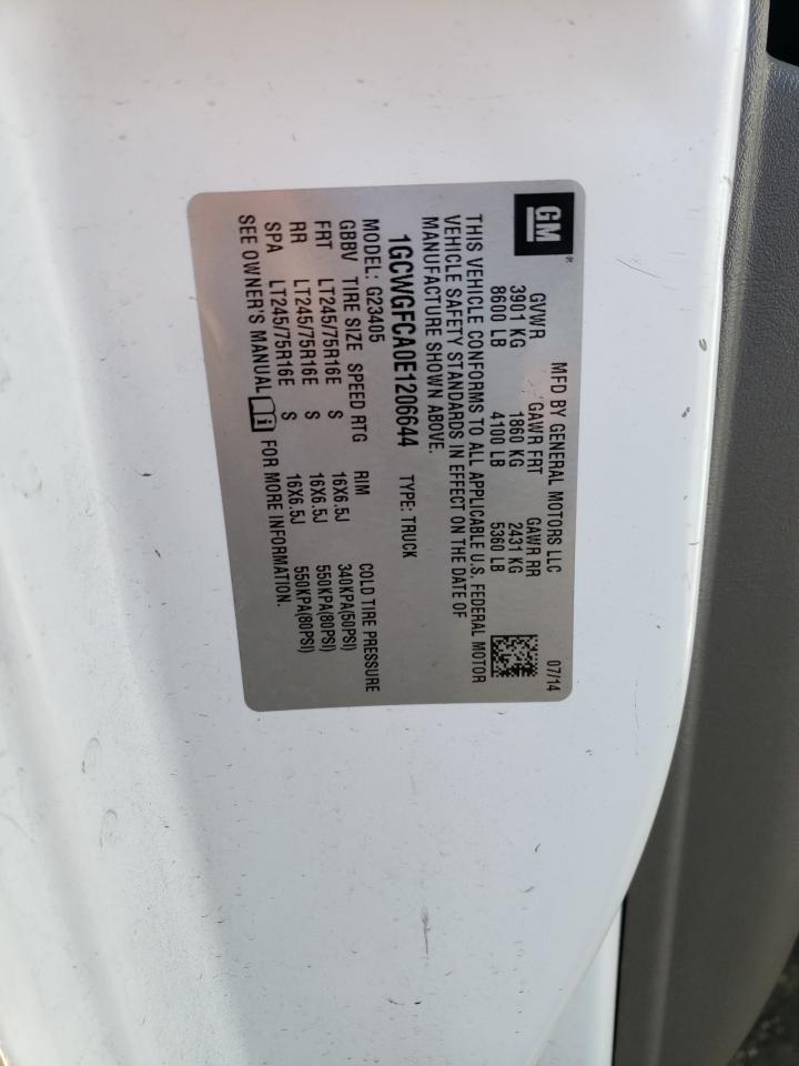 2014 Chevrolet Express G2500 VIN: 1GCWGFCA0E1206644 Lot: 64834814