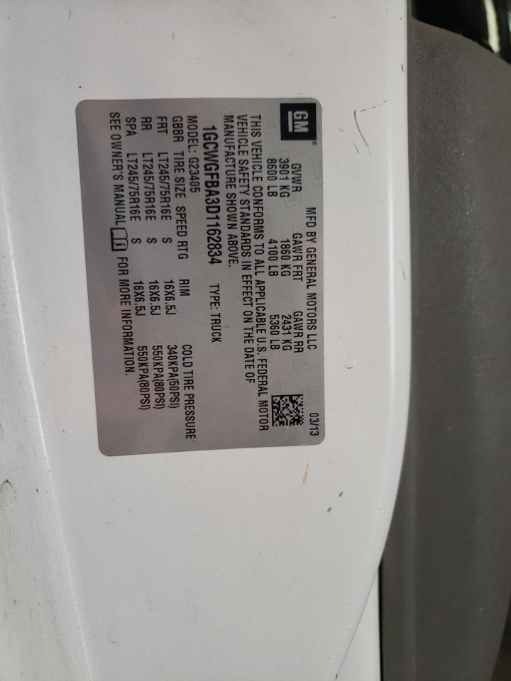 2013 Chevrolet Express G2500 VIN: 1GCWGFBA3D1162834 Lot: 62712654