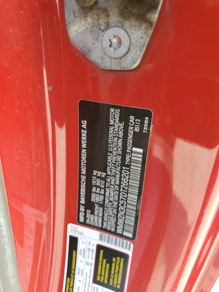 2013 Mini Cooper VIN: WMWZN3C57DT266201 Lot: 64014594