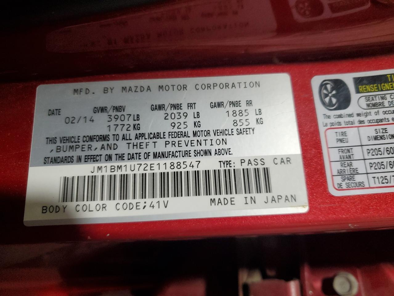 2014 Mazda 3 Sport VIN: JM1BM1U72E1188547 Lot: 65351464