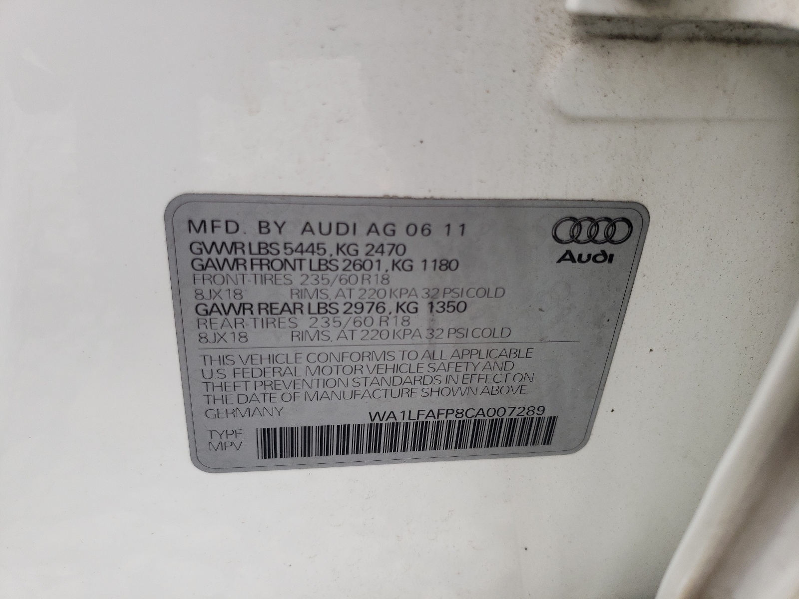 WA1LFAFP8CA007289 2012 Audi Q5 Premium Plus