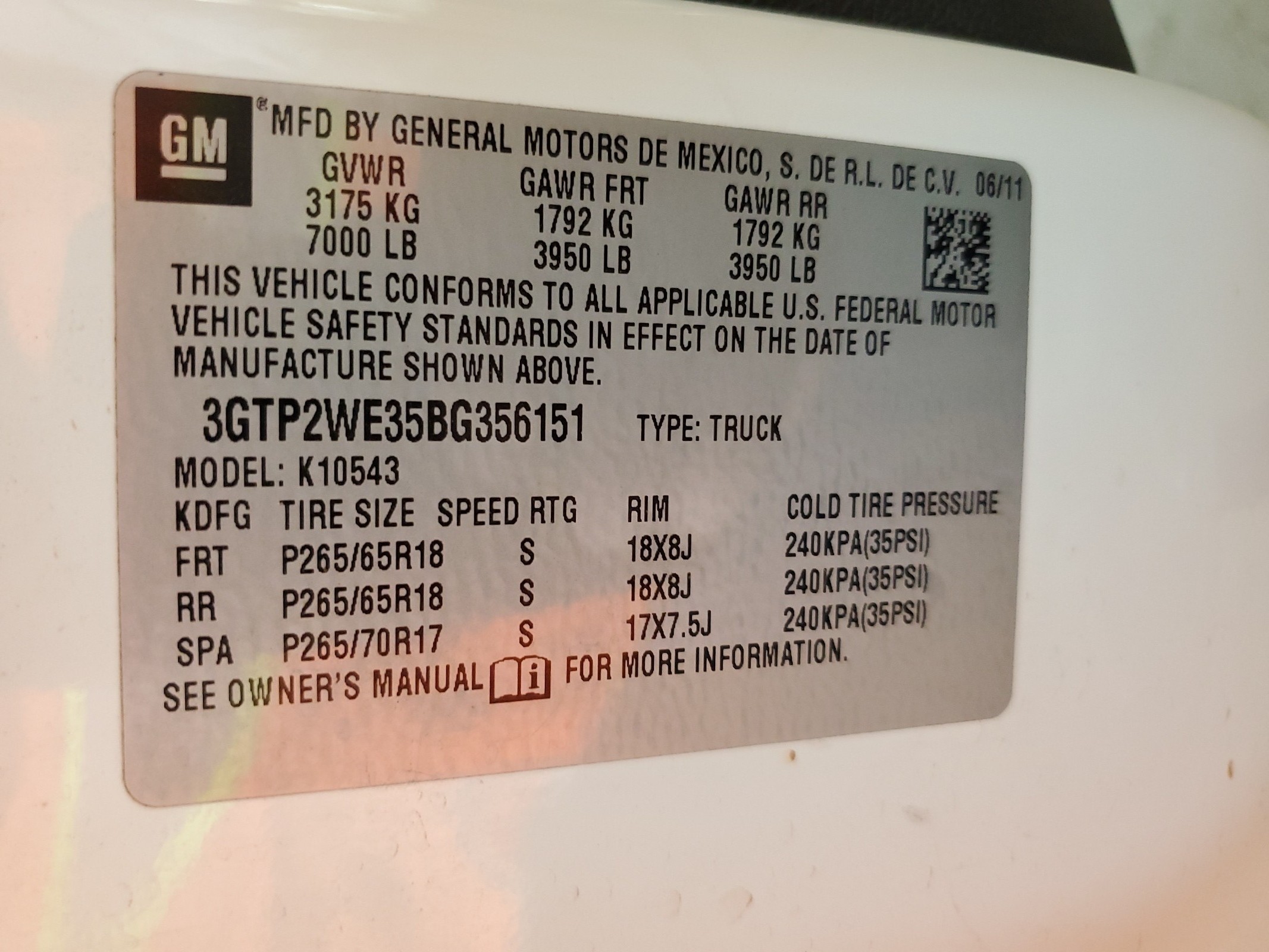 3GTP2WE35BG356151 2011 GMC Sierra K1500 Slt