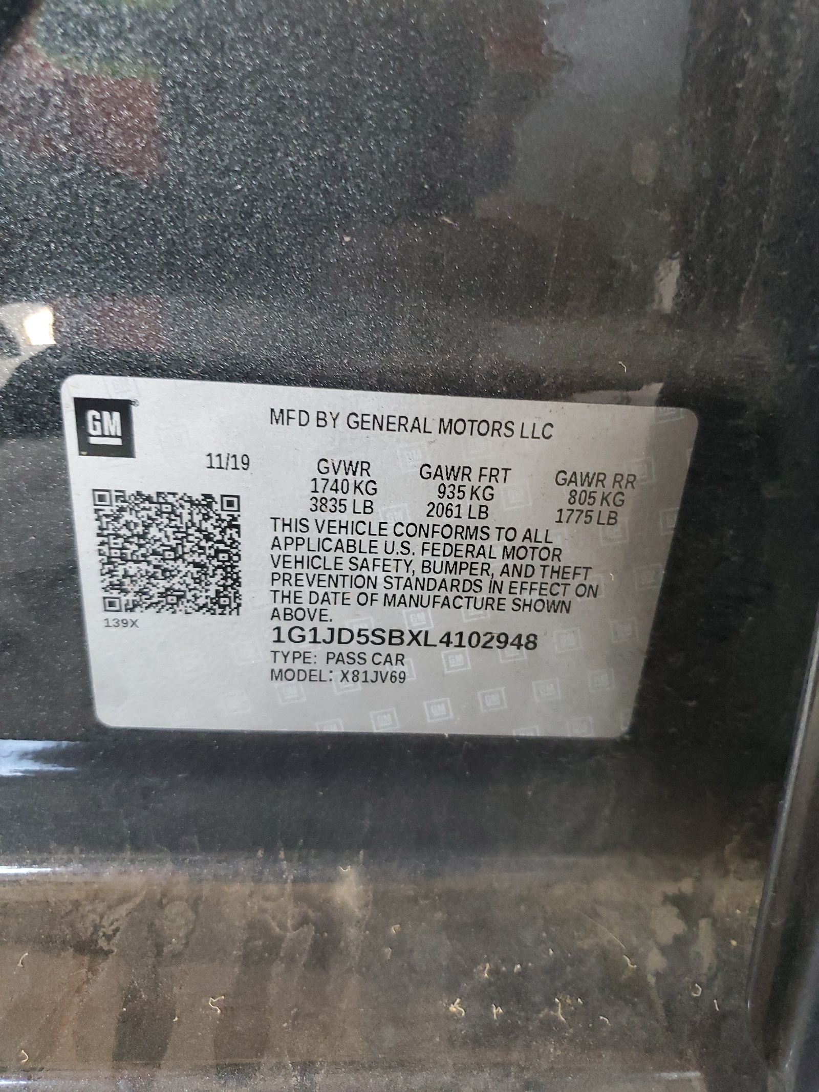 1G1JD5SBXL4102948 2020 Chevrolet Sonic Lt