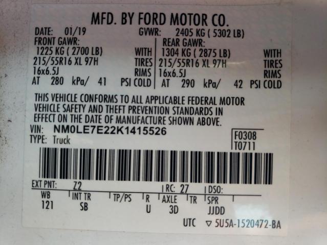 NM0LE7E22K1415526 | 2019 Ford transit connect xl