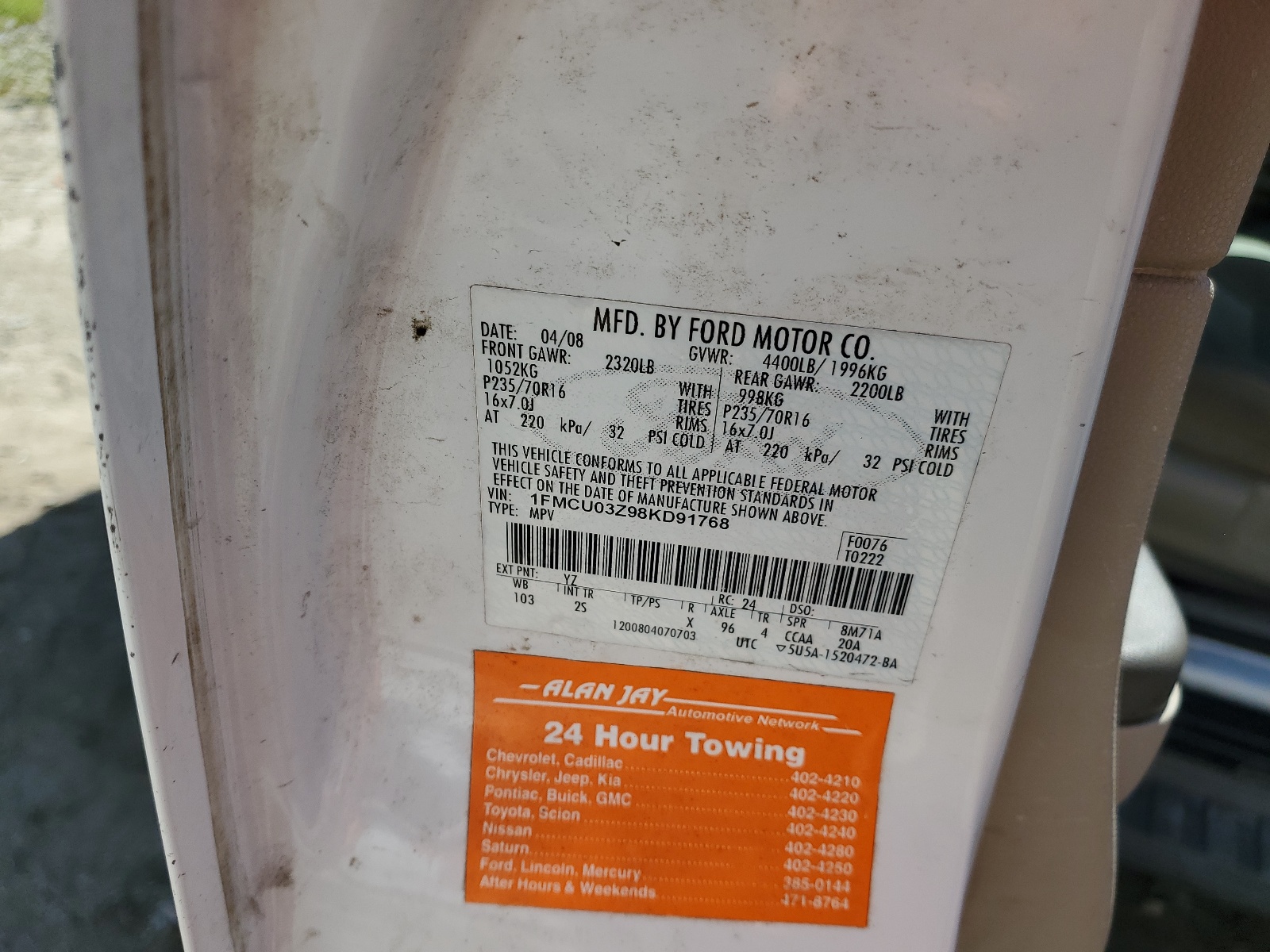 1FMCU03Z98KD91768 2008 Ford Escape Xlt