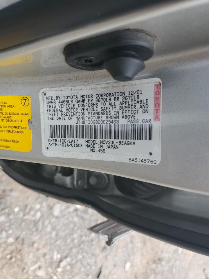 2002 Lexus Es 300 VIN: JTHBF30G820029463 Lot: 63613214