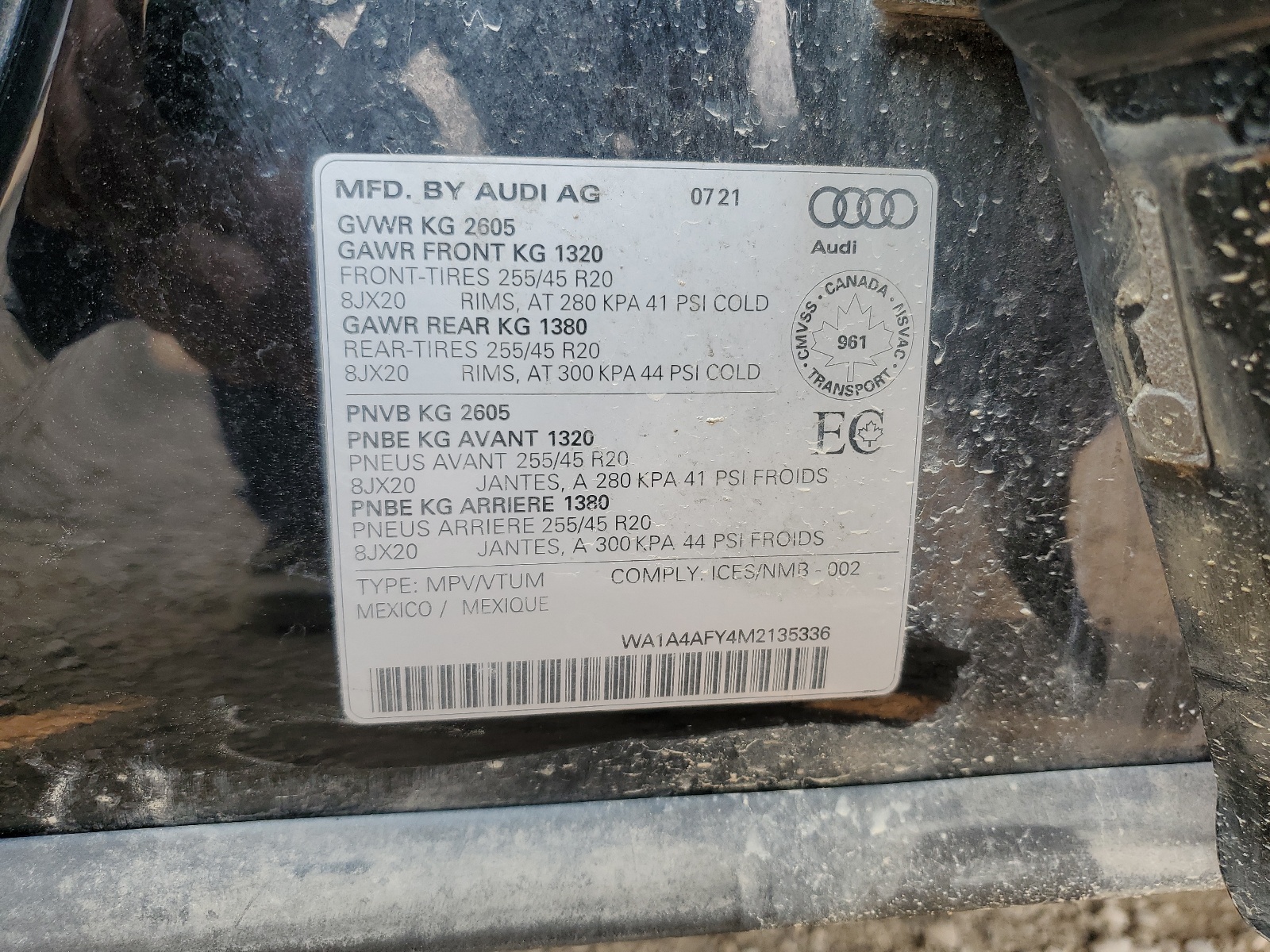 WA1A4AFY4M2135336 2021 Audi Sq5 Premium