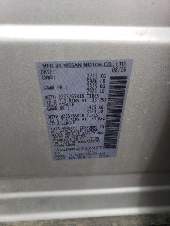 2016 Infiniti Qx60 VIN: 5N1AL0MM4GC532977 Lot: 61539484