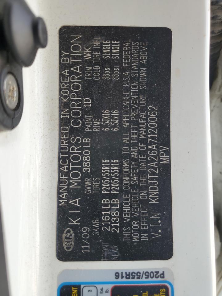 2010 Kia Soul + VIN: KNDJT2A26A7120062 Lot: 65050024