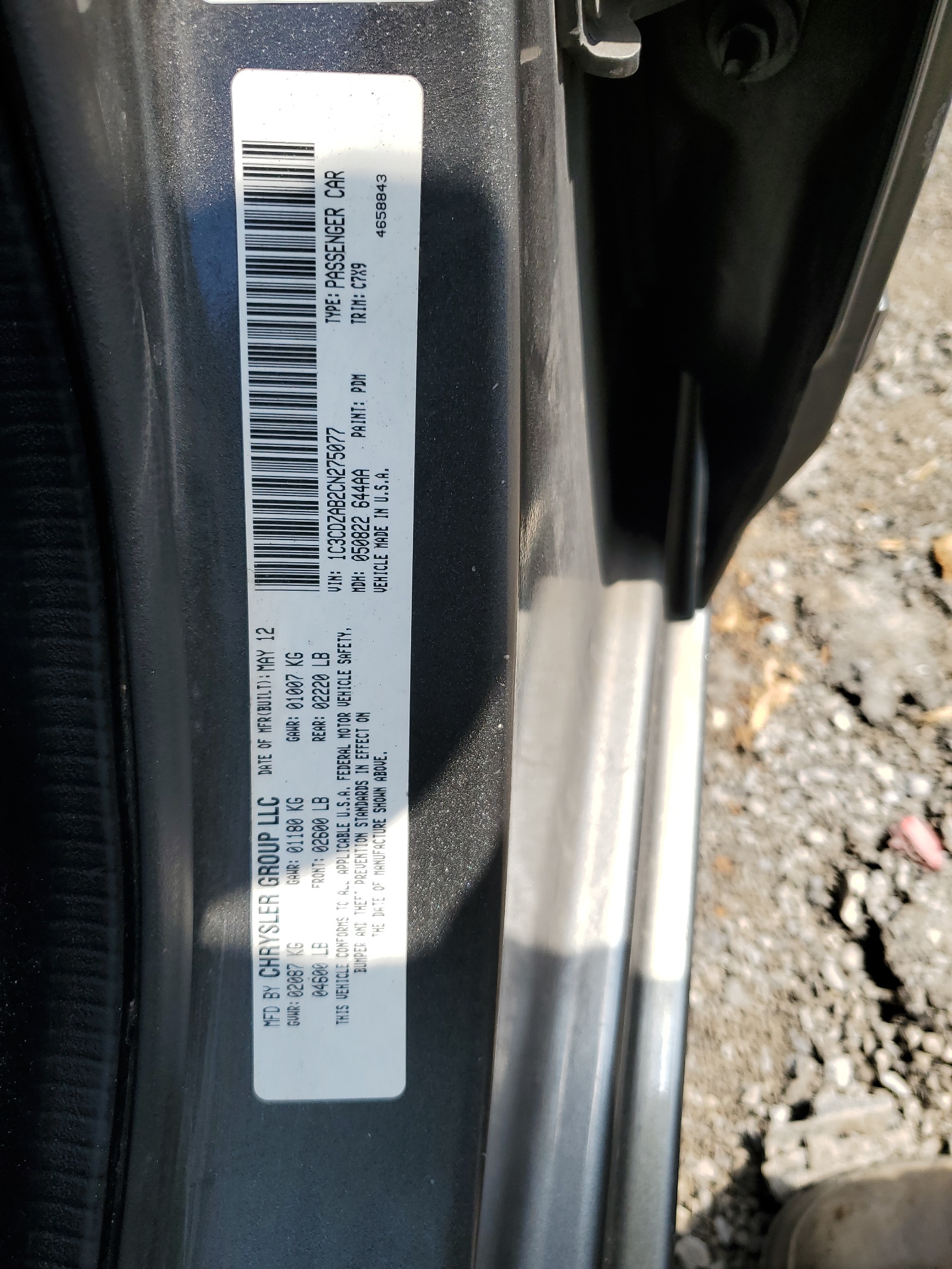 1C3CDZAB2CN275077 2012 Dodge Avenger Se