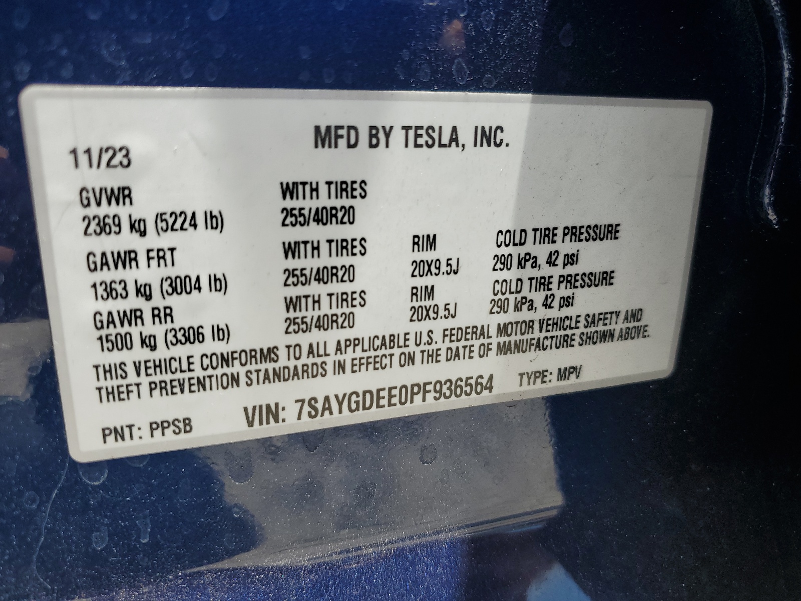 7SAYGDEE0PF936564 2023 Tesla Model Y