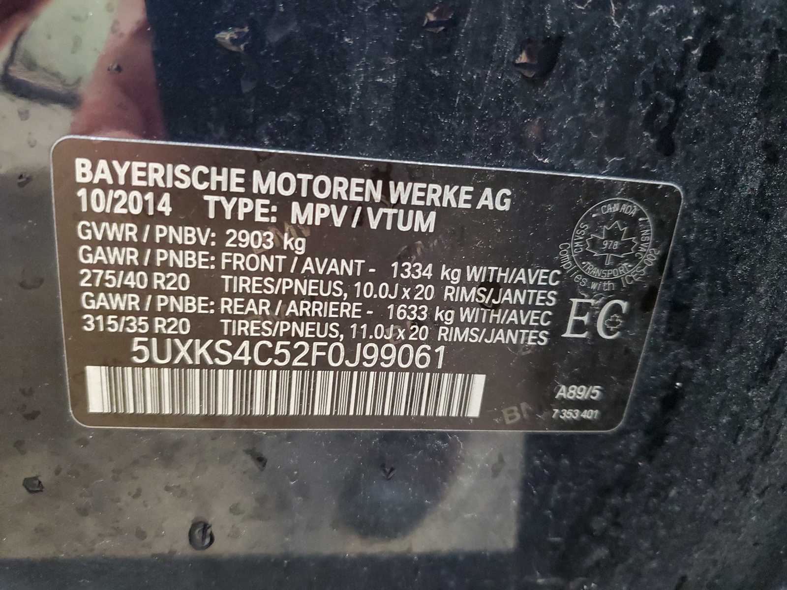 5UXKS4C52F0J99061 2015 BMW X5 xDrive35D