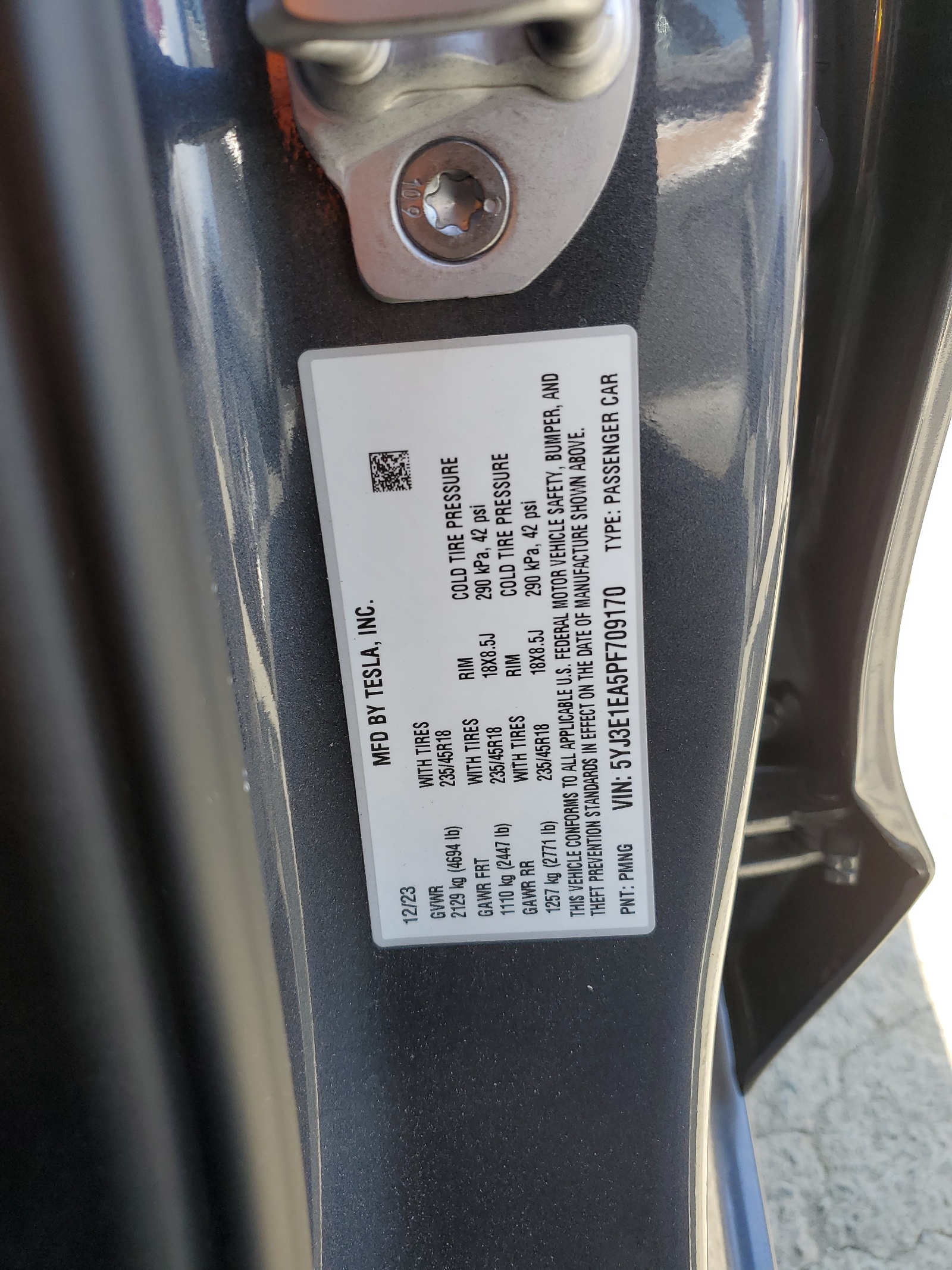 5YJ3E1EA5PF709170 2023 Tesla Model 3