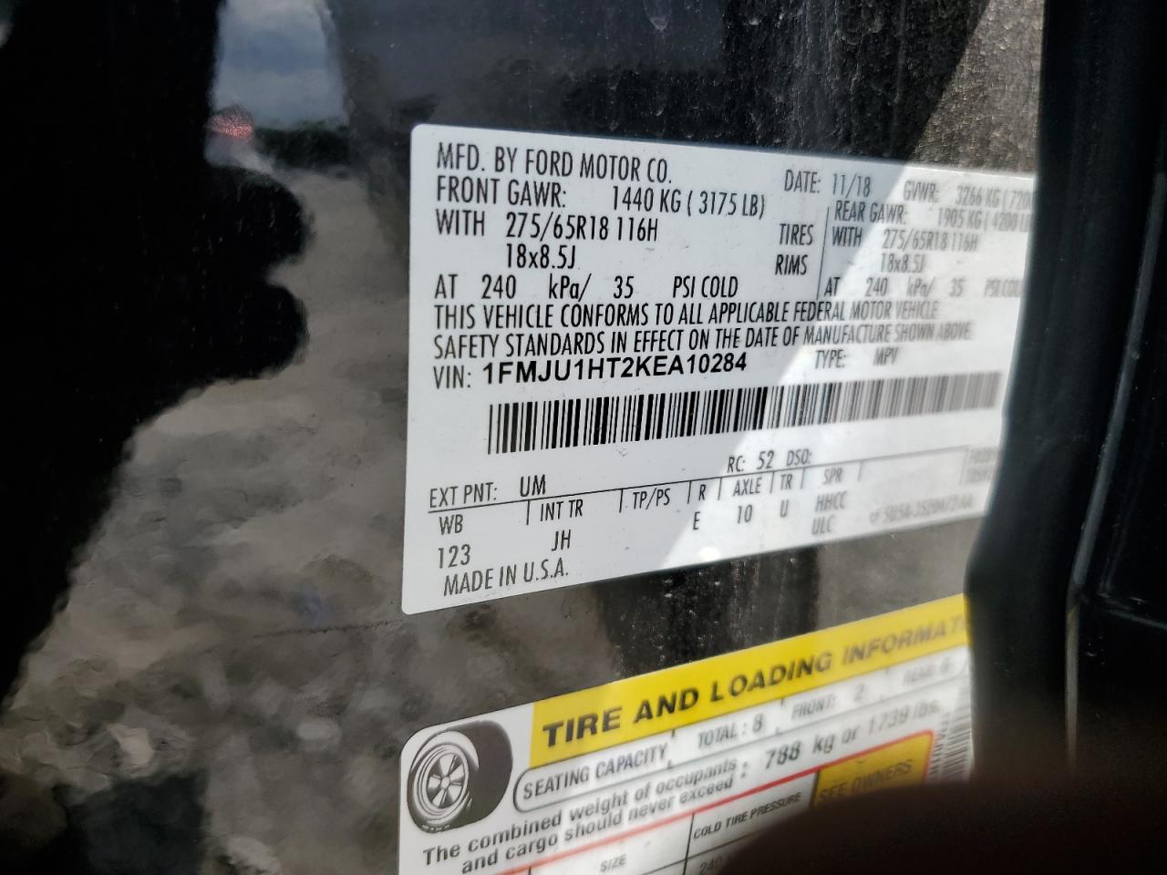 2019 Ford Expedition Xlt VIN: 1FMJU1HT2KEA10284 Lot: 64713834