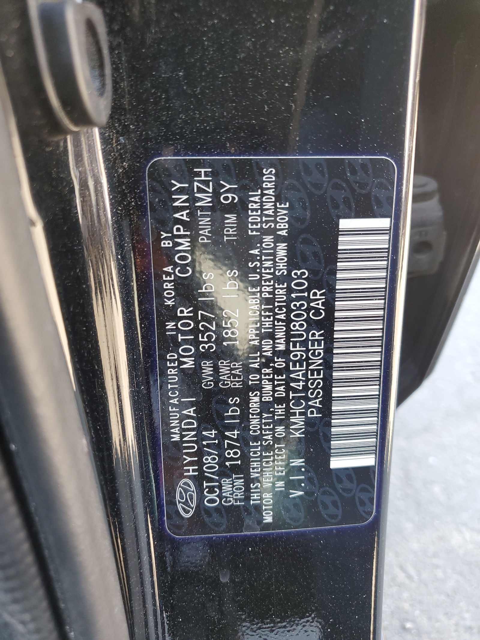 KMHCT4AE9FU803103 2015 Hyundai Accent Gls