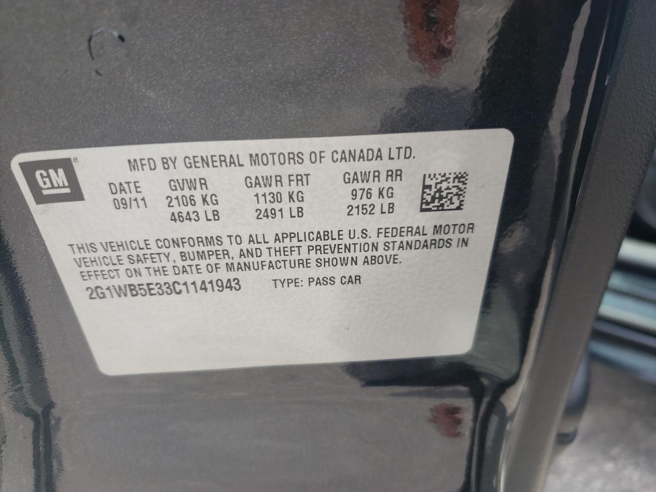 2012 Chevrolet Impala Lt VIN: 2G1WB5E33C1141943 Lot: 64366274