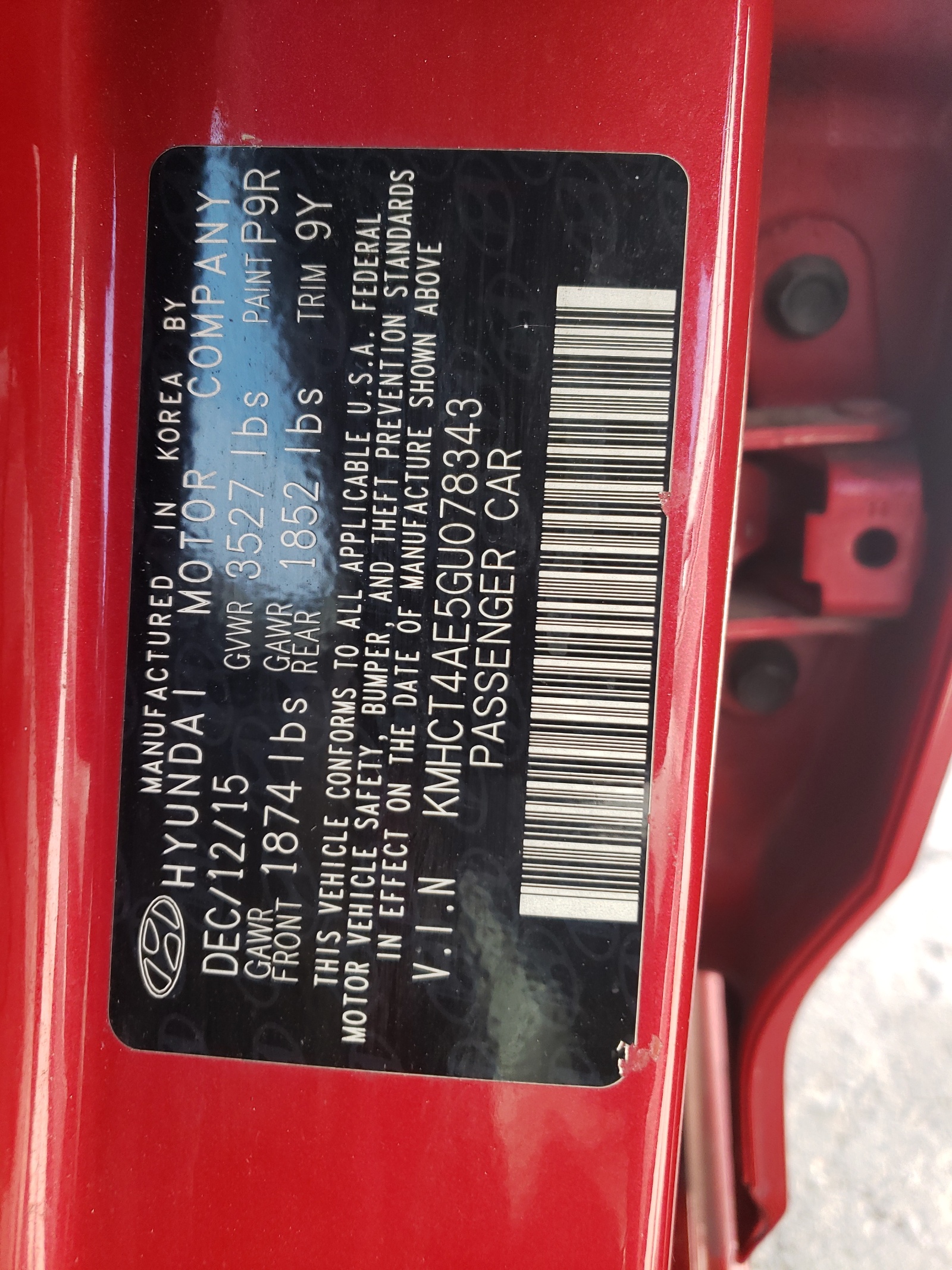 KMHCT4AE5GU078343 2016 Hyundai Accent Se