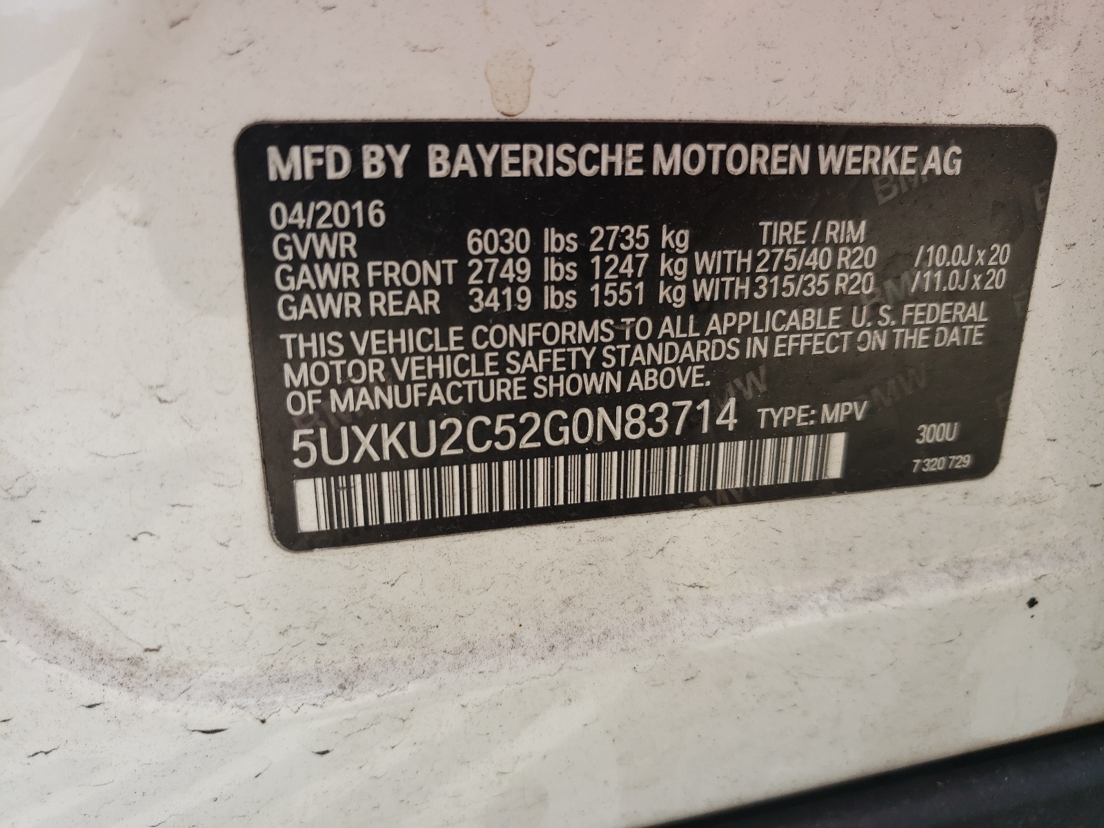 5UXKU2C52G0N83714 2016 BMW X6 xDrive35I