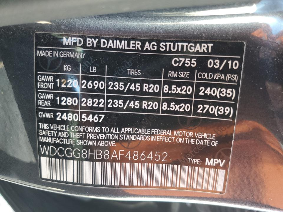 WDCGG8HB8AF486452 2010 Mercedes-Benz Glk 350 4Matic