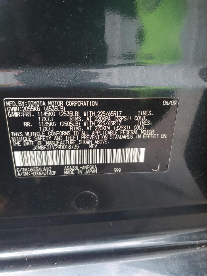 2009 Toyota Rav4 Limited VIN: JTMBF31V29D018735 Lot: 62108014