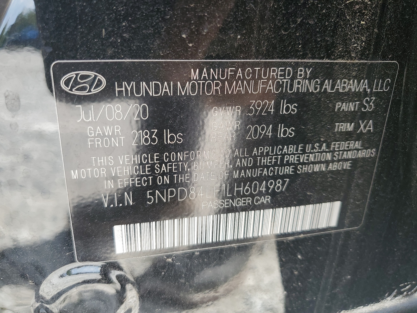5NPD84LF1LH604987 2020 Hyundai Elantra Sel