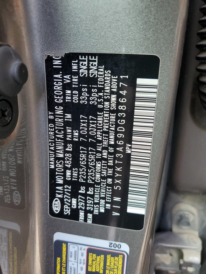 2013 Kia Sorento Lx VIN: 5XYKT3A69DG386471 Lot: 62829674