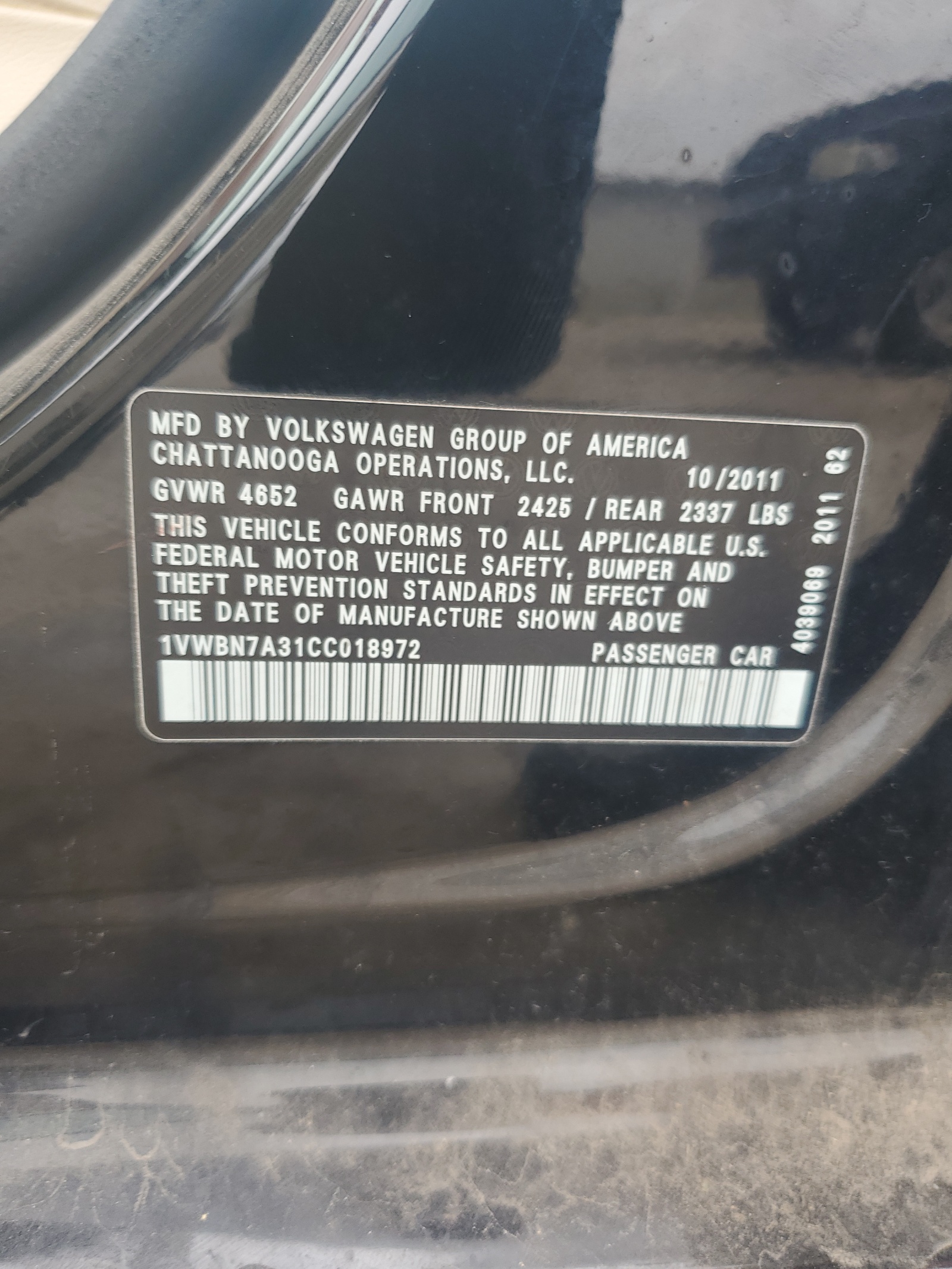 1VWBN7A31CC018972 2020 Volkswagen Passat Se