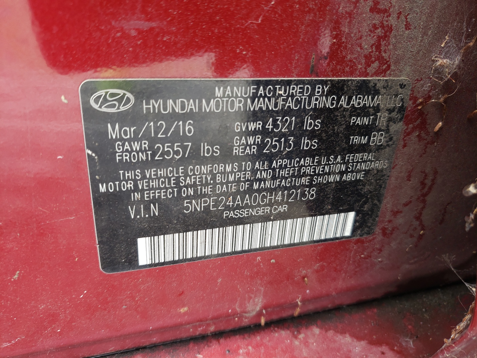 5NPE24AA0GH412138 2016 Hyundai Sonata Eco