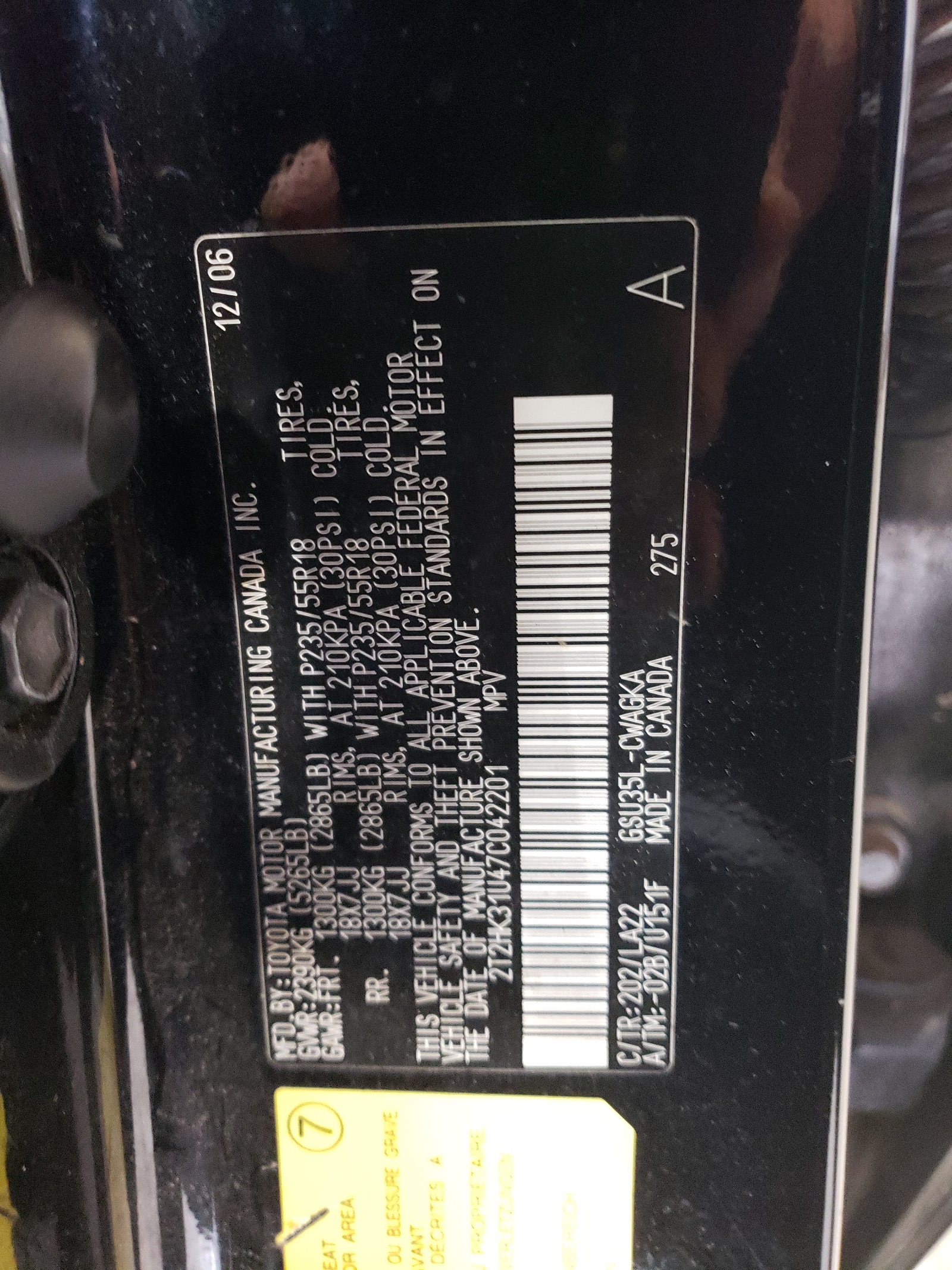 2T2HK31U47C042201 2007 Lexus Rx 350