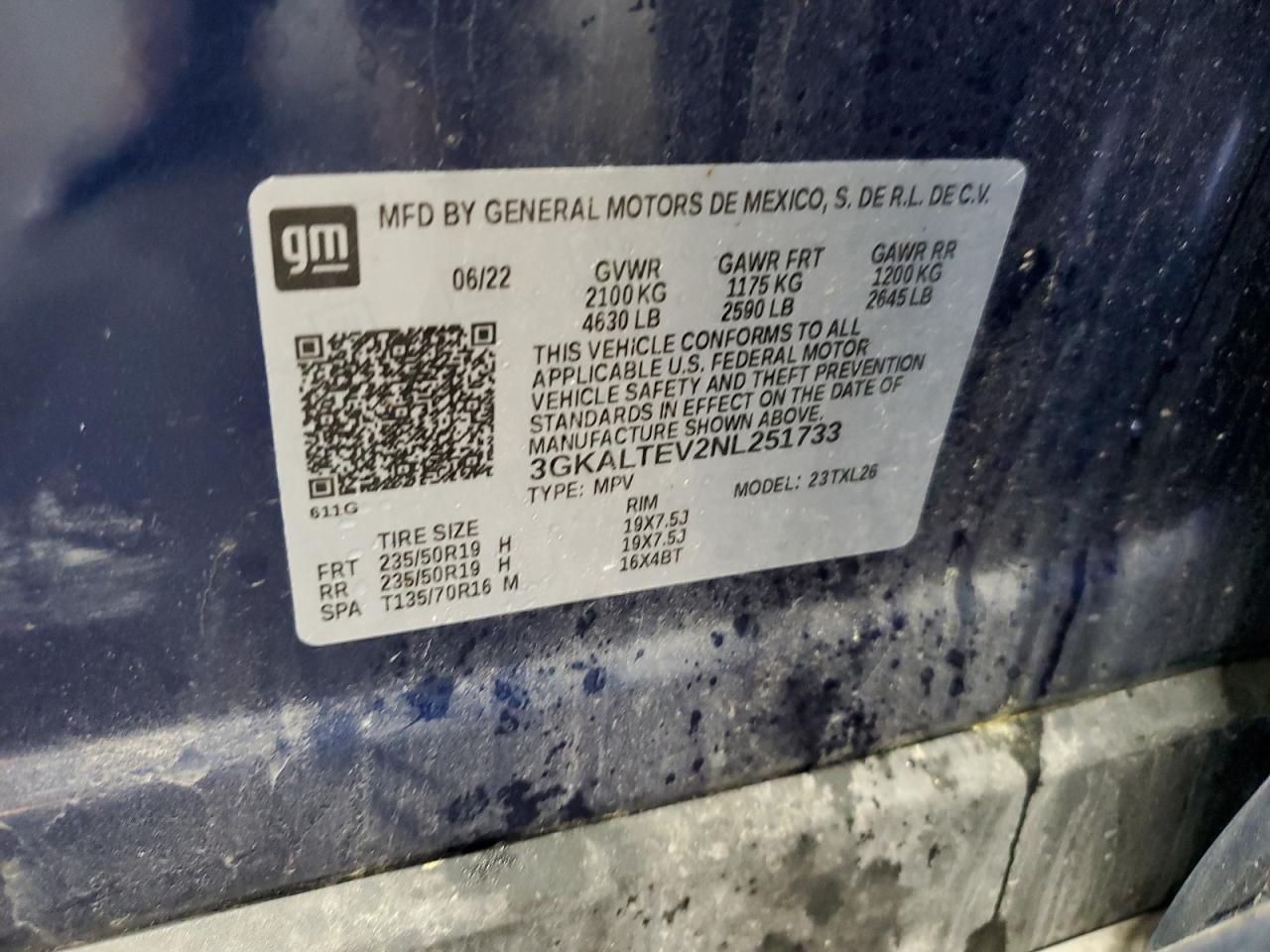 2022 GMC Terrain Sle VIN: 3GKALTEV2NL251733 Lot: 64357454