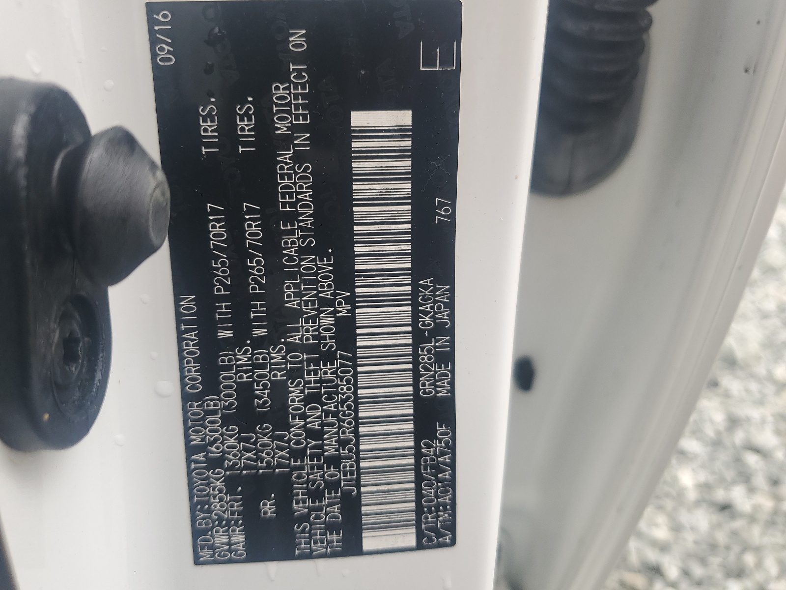 JTEBU5JR6G5385077 2016 Toyota 4Runner Sr5/Sr5 Premium