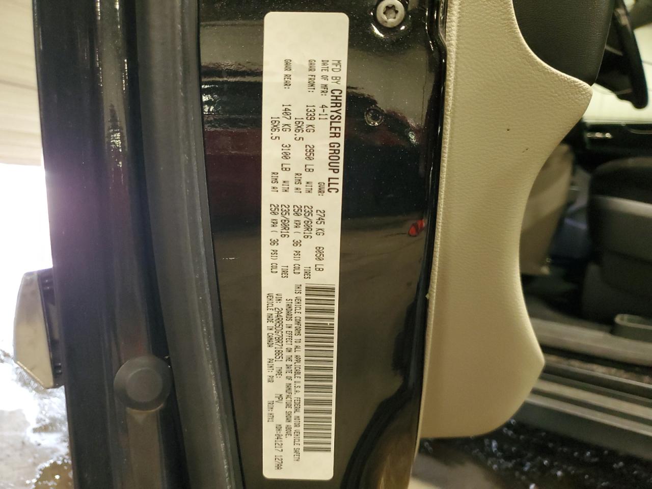 2011 Chrysler Town & Country Touring VIN: 2A4RR5DG7BR718651 Lot: 64394064