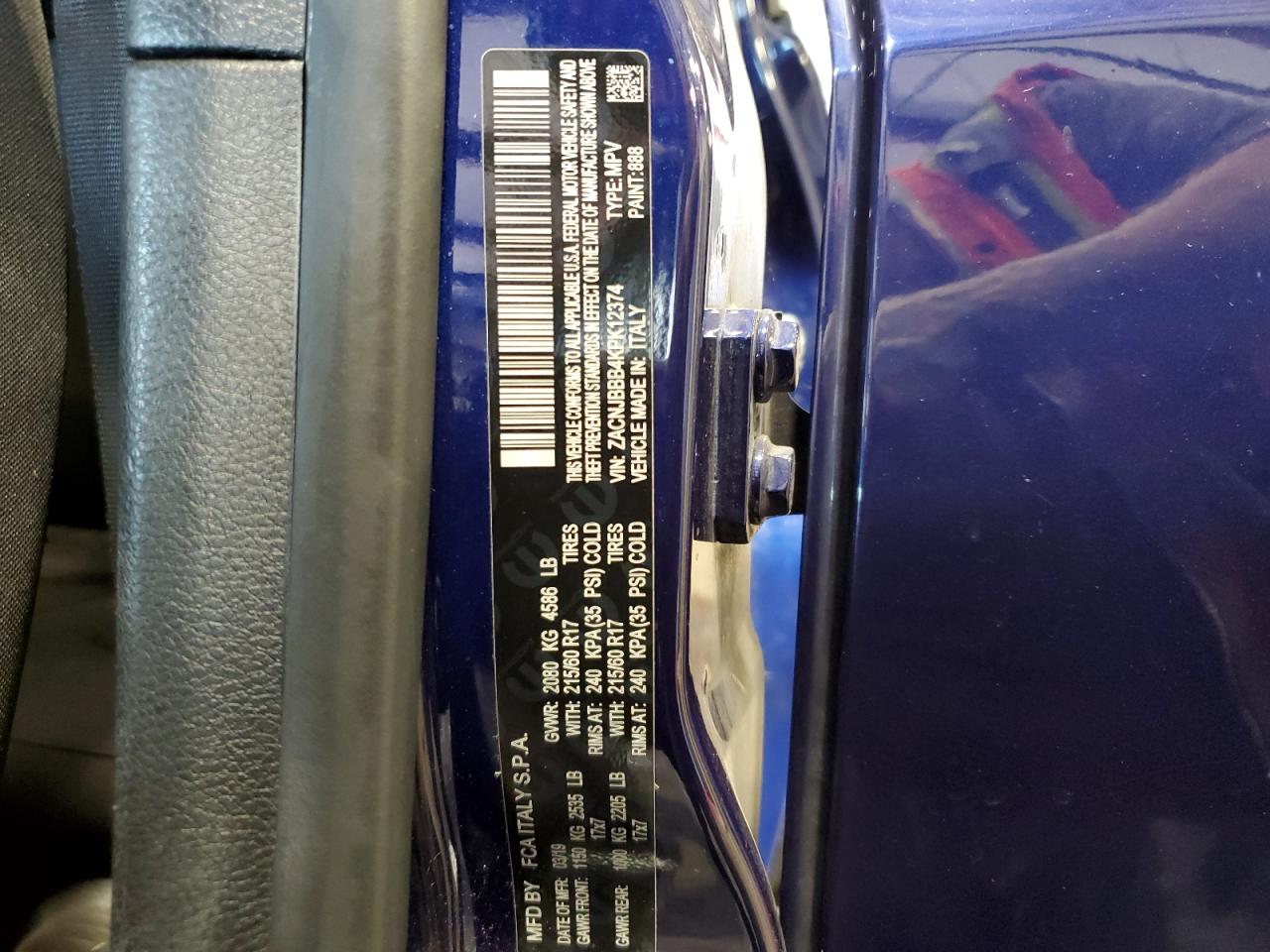 2019 Jeep Renegade Latitude VIN: ZACNJBBB4KPK12374 Lot: 63682054