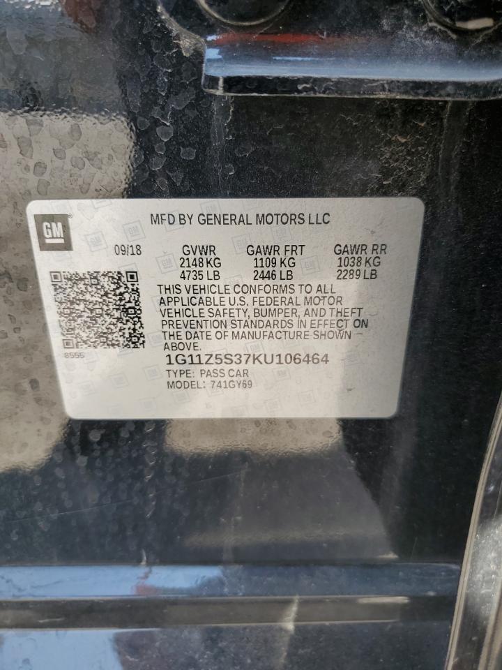 1G11Z5S37KU106464 2019 Chevrolet Impala Lt