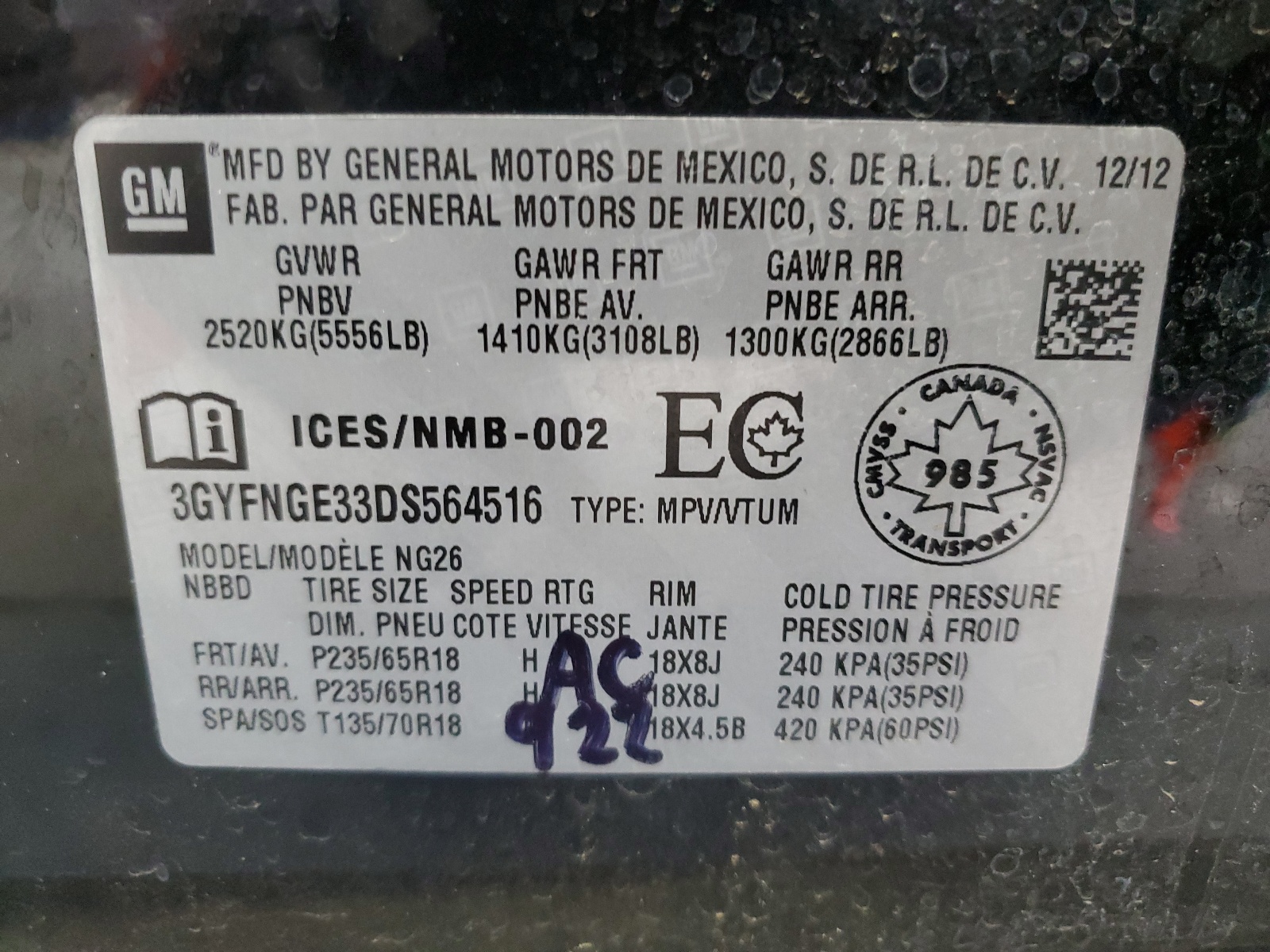 3GYFNGE33DS564516 2013 Cadillac Srx Luxury Collection