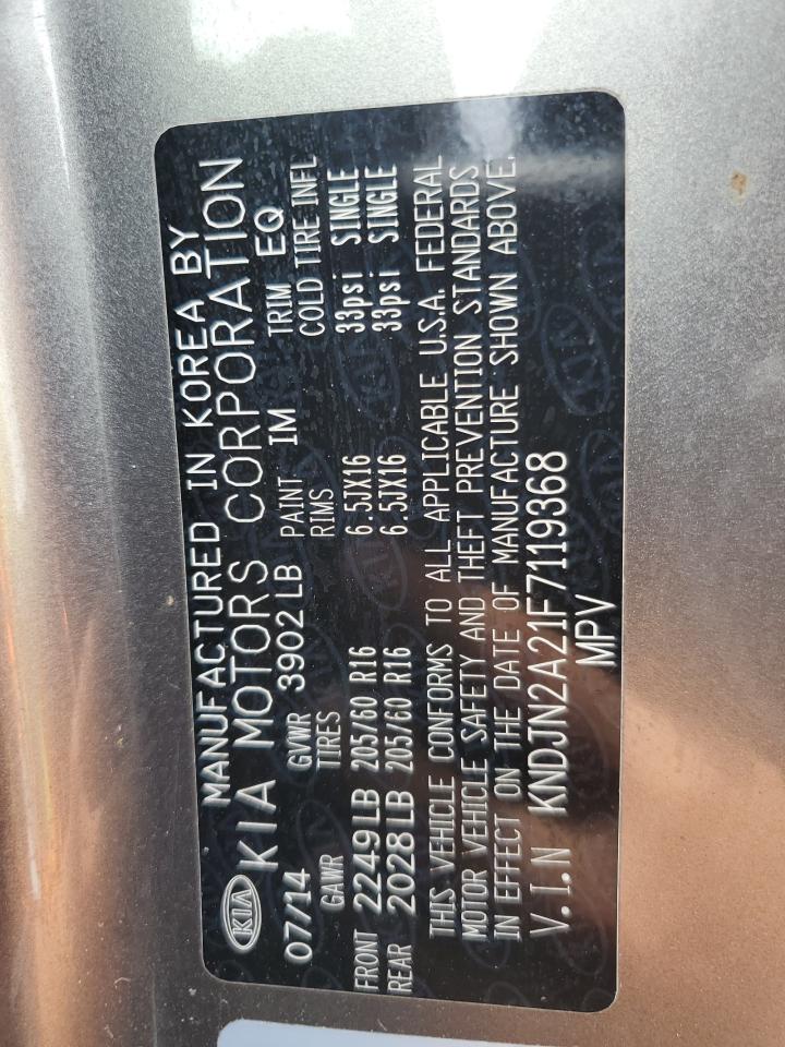 2015 Kia Soul VIN: KNDJN2A21F7119368 Lot: 63696884