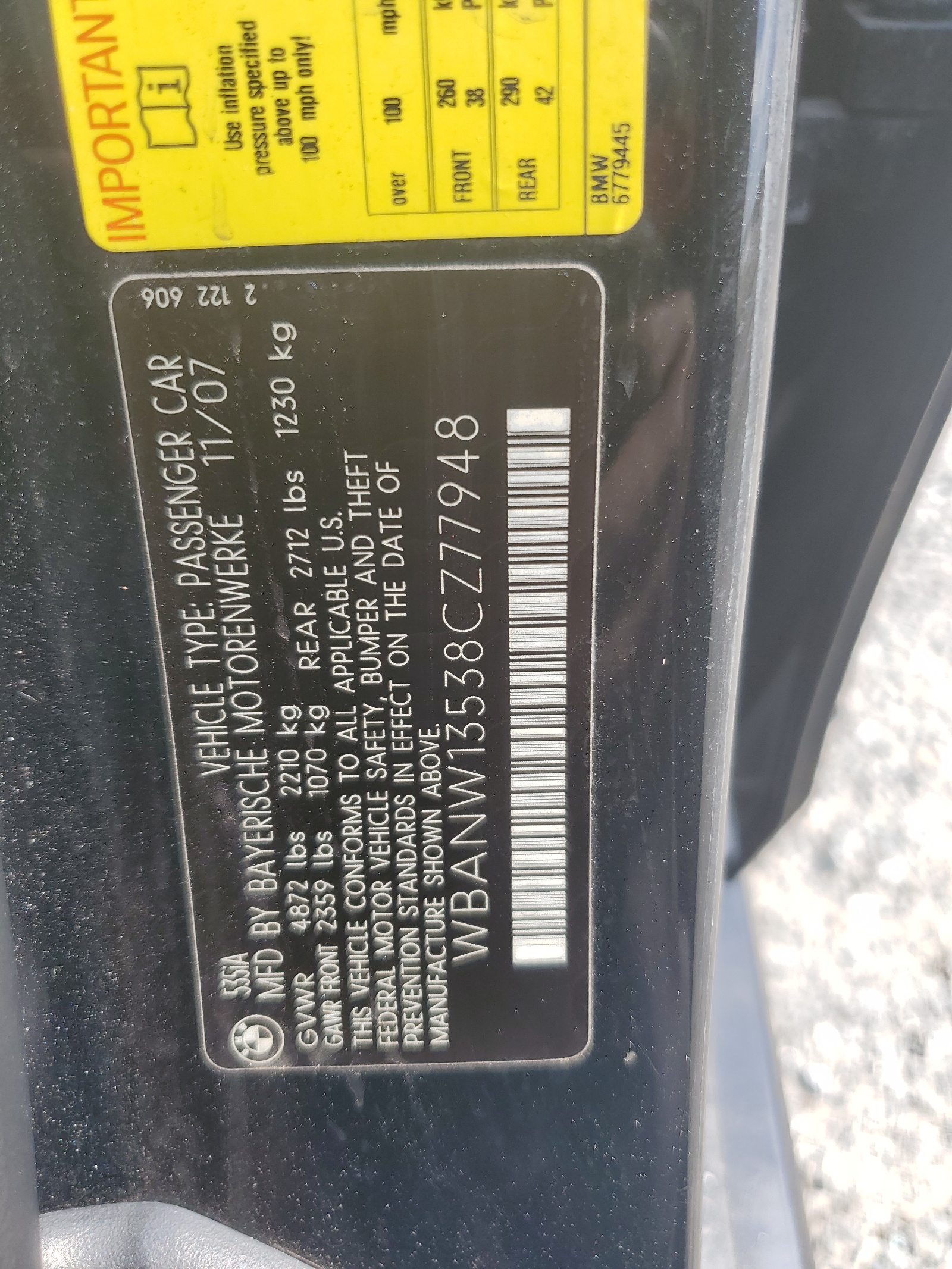 WBANW13538CZ77948 2008 BMW 535 I