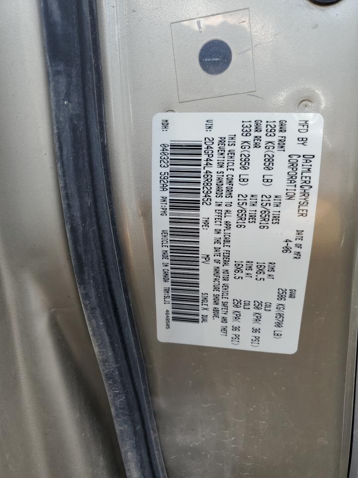 2006 Dodge Grand Caravan Sxt VIN: 2D4GP44L46R829452 Lot: 61170714