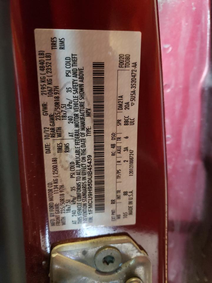 2013 Ford Escape Sel VIN: 1FMCU9H95DUB45439 Lot: 63260594