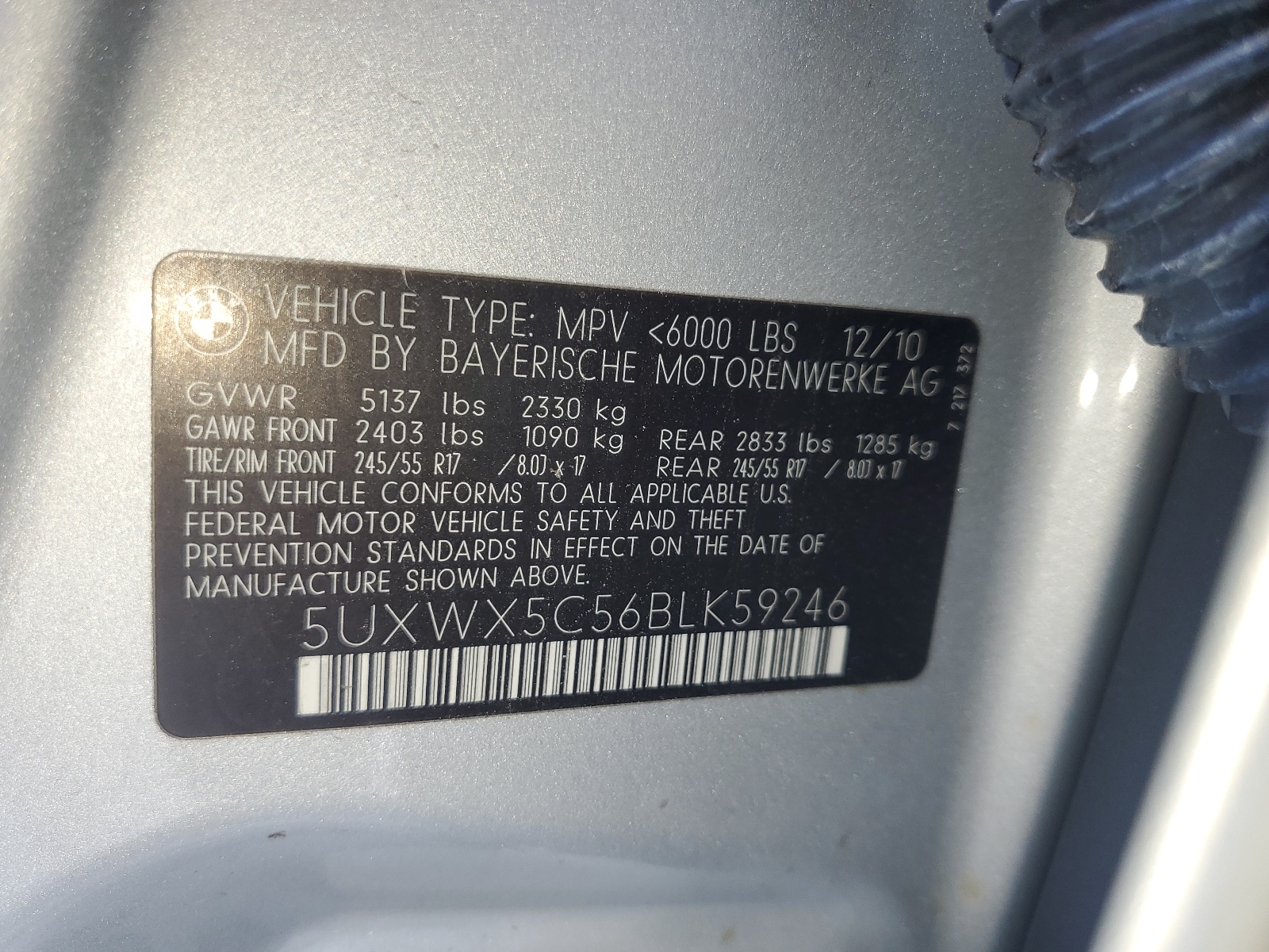 5UXWX5C56BLK59246 2011 BMW X3 xDrive28I