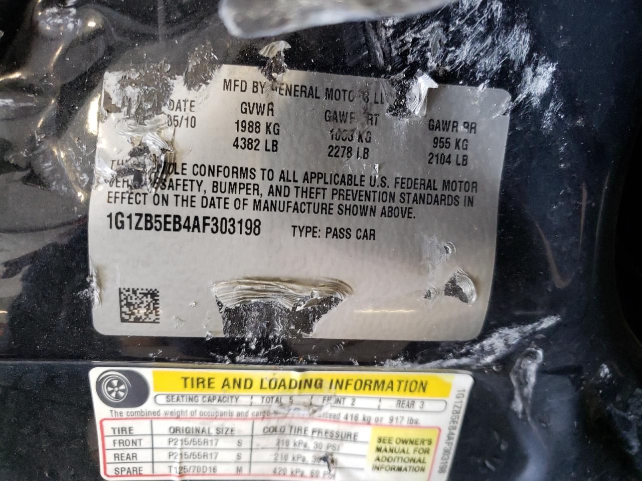 2010 Chevrolet Malibu Ls VIN: 1G1ZB5EB4AF303198 Lot: 63606084