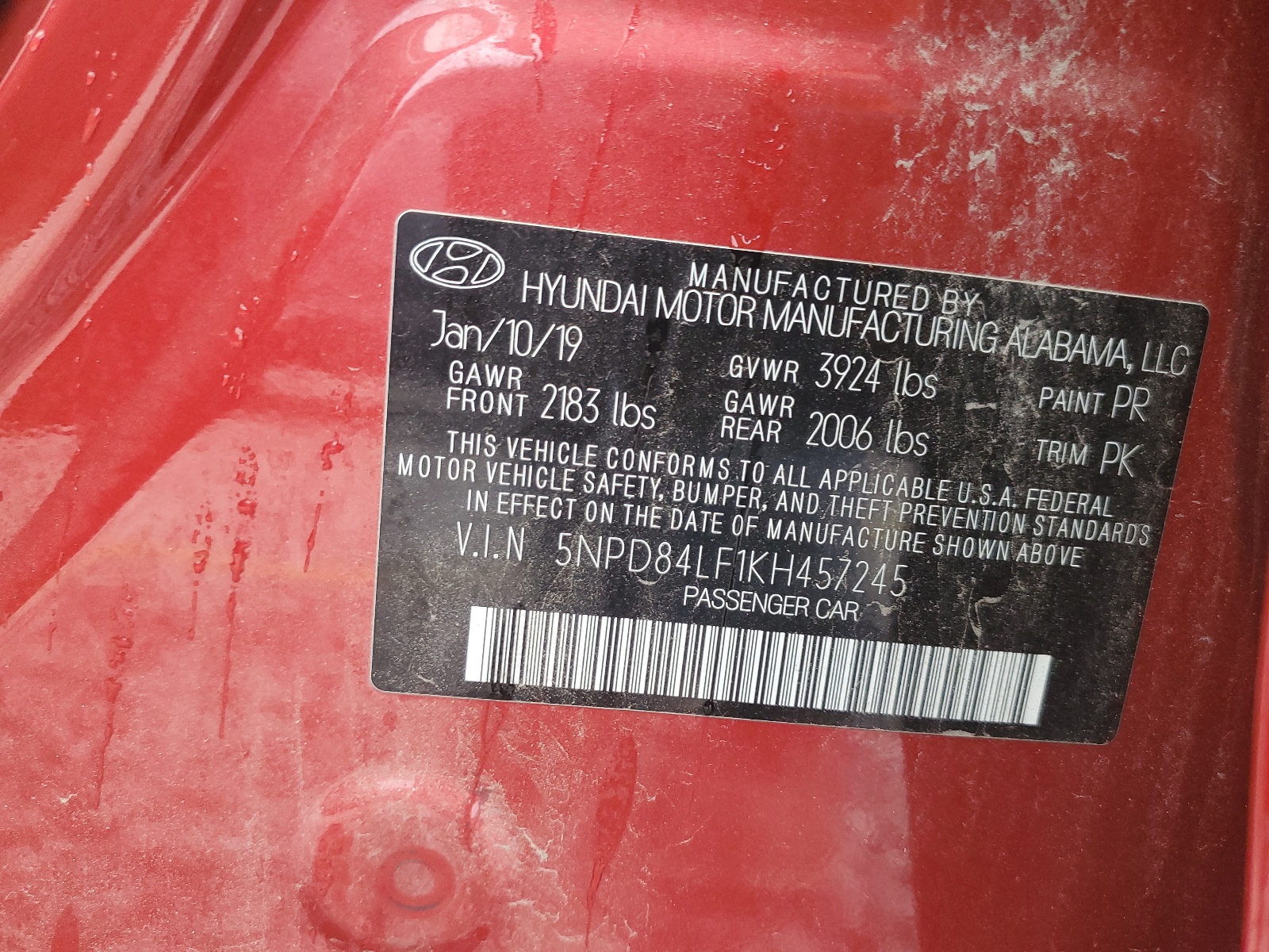 5NPD84LF1KH457245 2019 Hyundai Elantra Sel