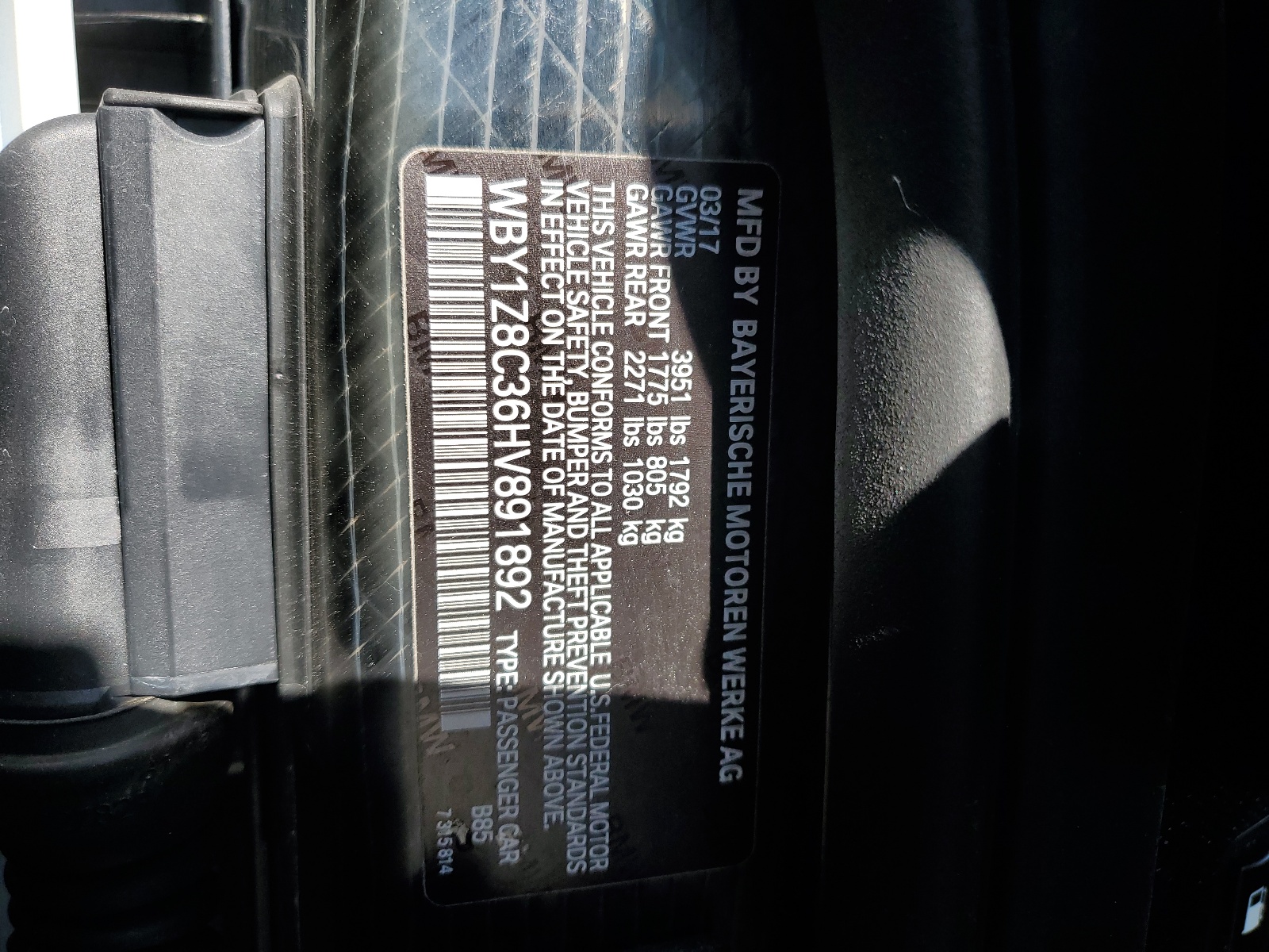 WBY1Z8C36HV891892 2017 BMW I3 Rex