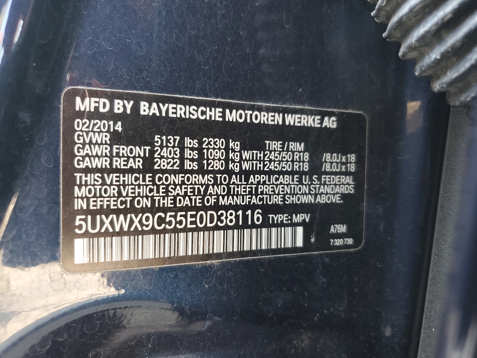 5UXWX9C55E0D38116 2014 BMW X3 xDrive28I