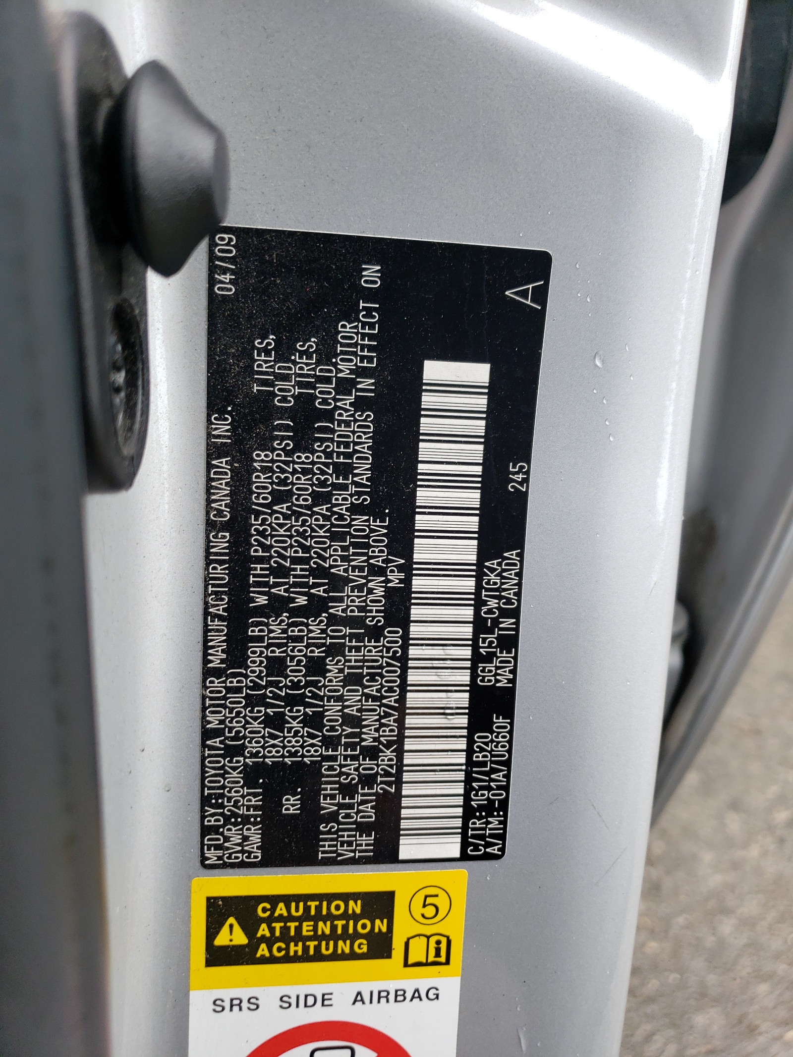 2T2BK1BA7AC007500 2010 Lexus Rx 350